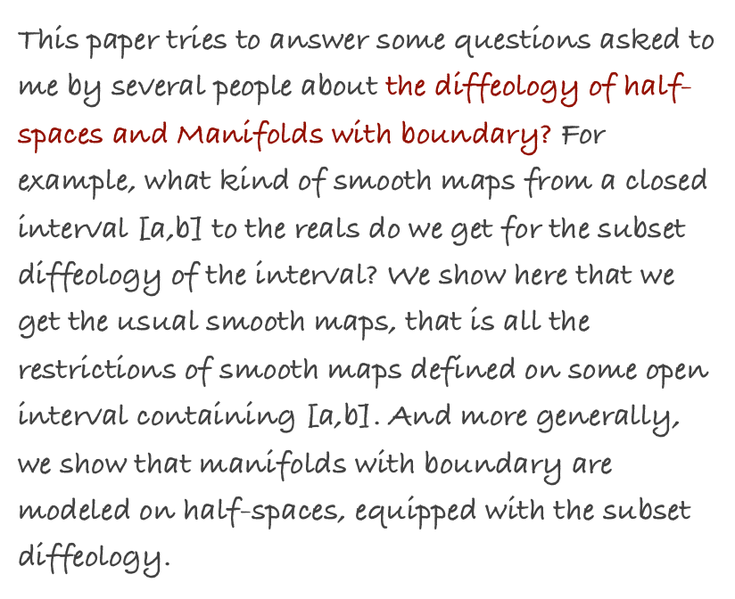 This paper tries to answer some questions asked to me by several people about the diffeology of half-spaces and Manifolds with boundary? For example, what kind of smooth maps from a closed interval [a,b] to the reals do we get for the subset diffeology of the interval? We show here that we get the usual smooth maps, that is all the restrictions of smooth maps defined on some open interval containing [a,b]. And more generally, we show that manifolds with boundary are modeled on half-spaces, equipped with the subset diffeology.