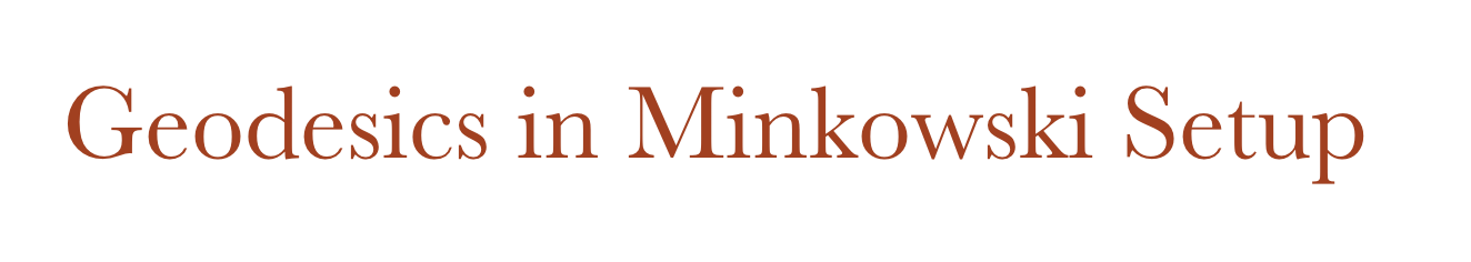 Geodesics in Minkowski Setup